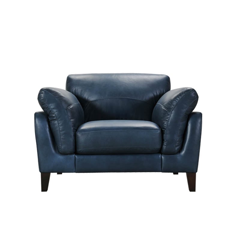 LEATHER SOFA 1 SEATER FRENCH NAVY