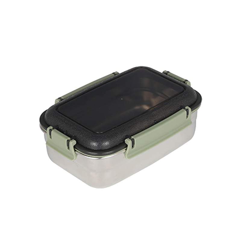 STAINLESS FOOD CONTAINER RECTANGLE L GREEN