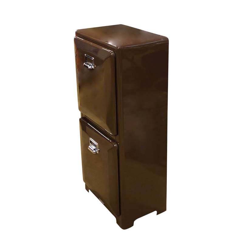 TRASH CAN DOUBLE DECKER BROWN