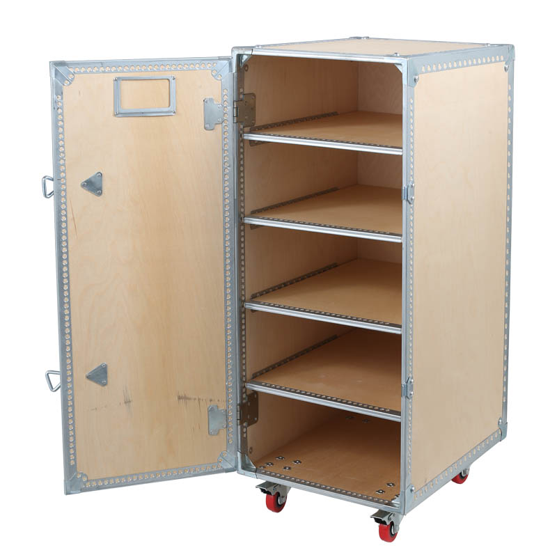 WOODEN CABINET WITH CASTORS 4 LAYER