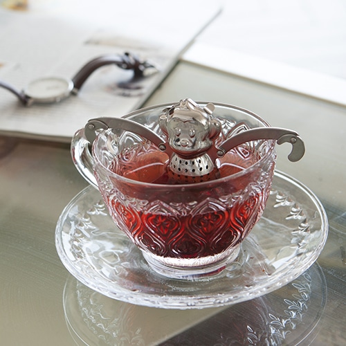 GLASS CUP & SAUCER ''FIORE'' CLEAR