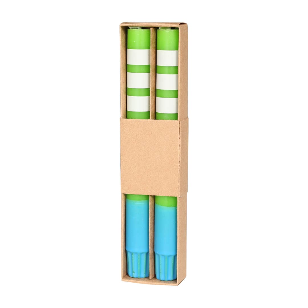 CANDLE STRIPE LIGHT GREEN SET OF 2