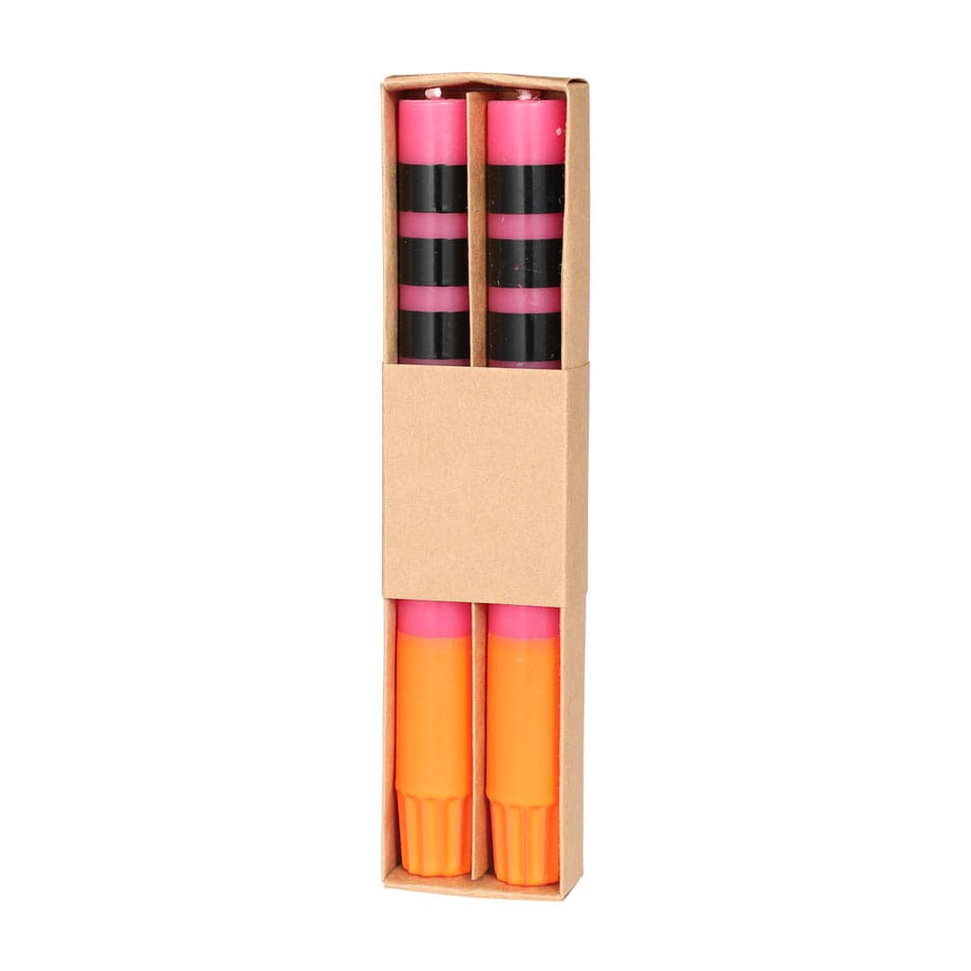 CANDLE STRIPE PINK SET OF 2