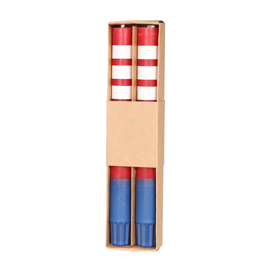 CANDLE STRIPE RED SET OF 2