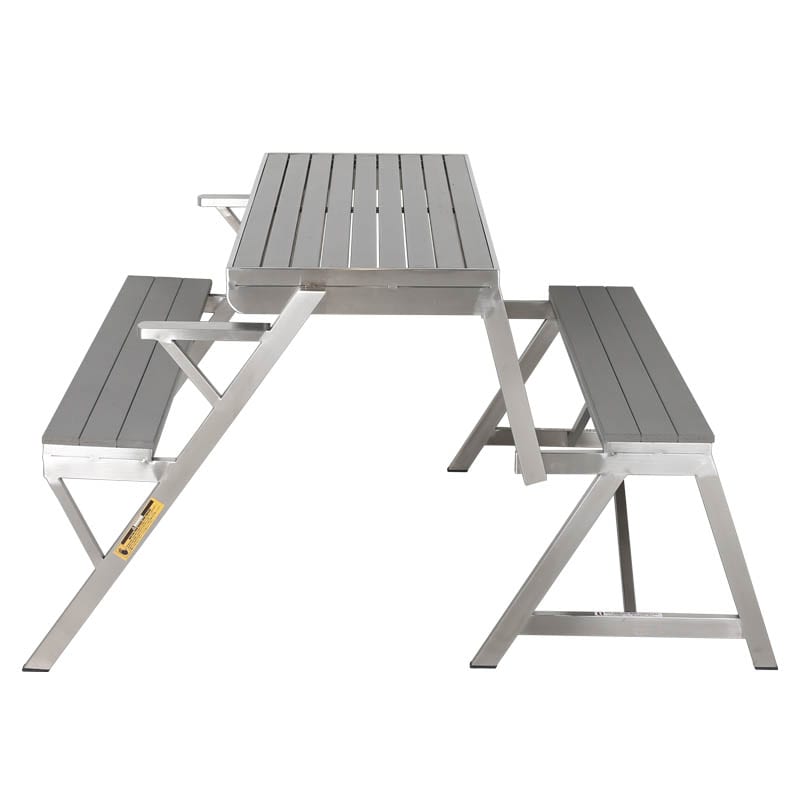 SS TABLE & BENCH DOUBLE WPC GRAY
