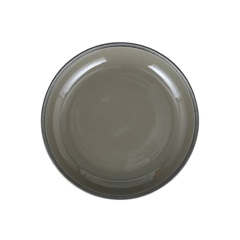 SOUP PLATE WITH RUST RIM GRAY