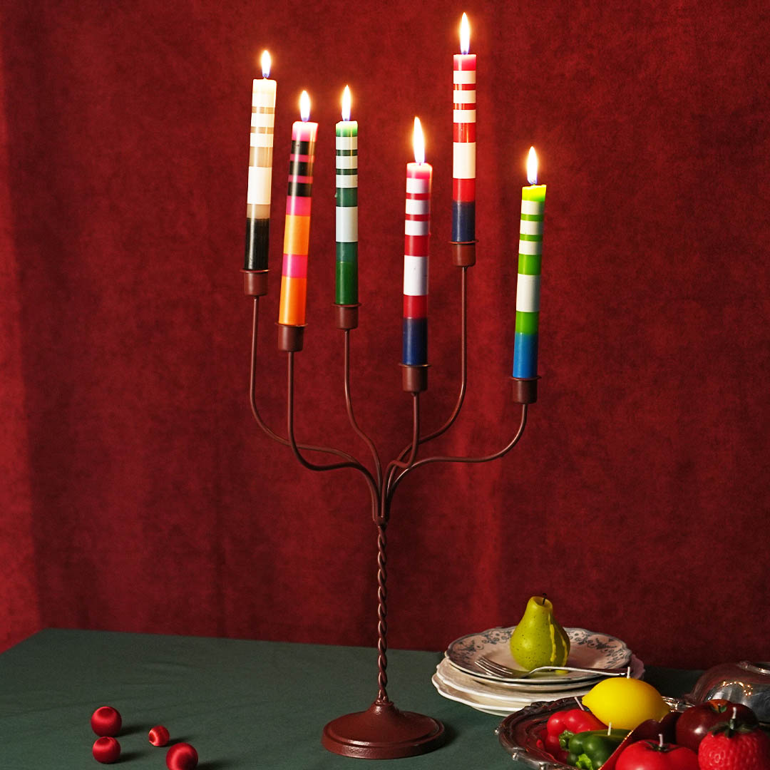 IRON CANDLE HOLDER 6 RED