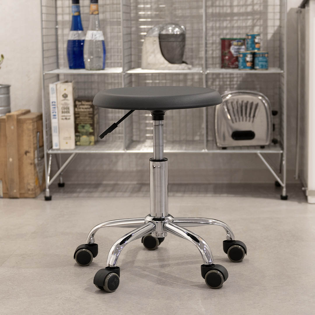 DULTON ONLINE SHOP | STEEL STOOL WITH CASTORS MATT BLACK(MATT