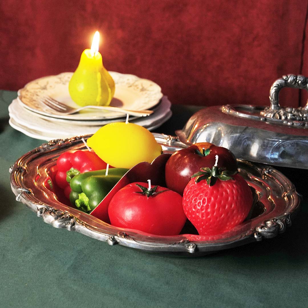 CANDLE TOMATO SET OF 2