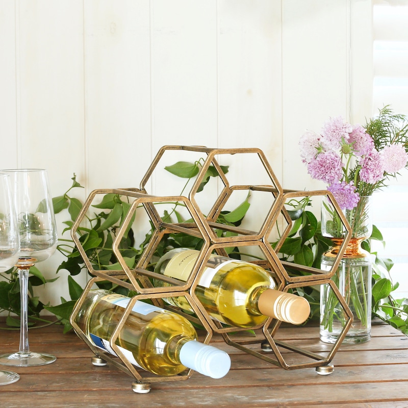 DULTON ONLINE SHOP | HONEYCOMB WINE RACK ANTIQUE GOLD: キッチン