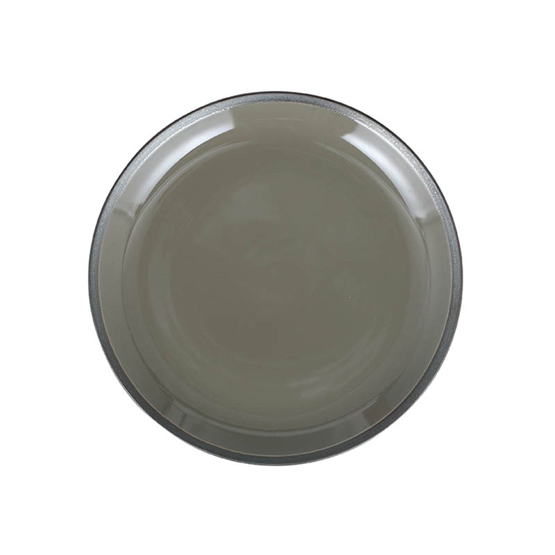 DINNER PLATE WITH RUST RIM GRAY