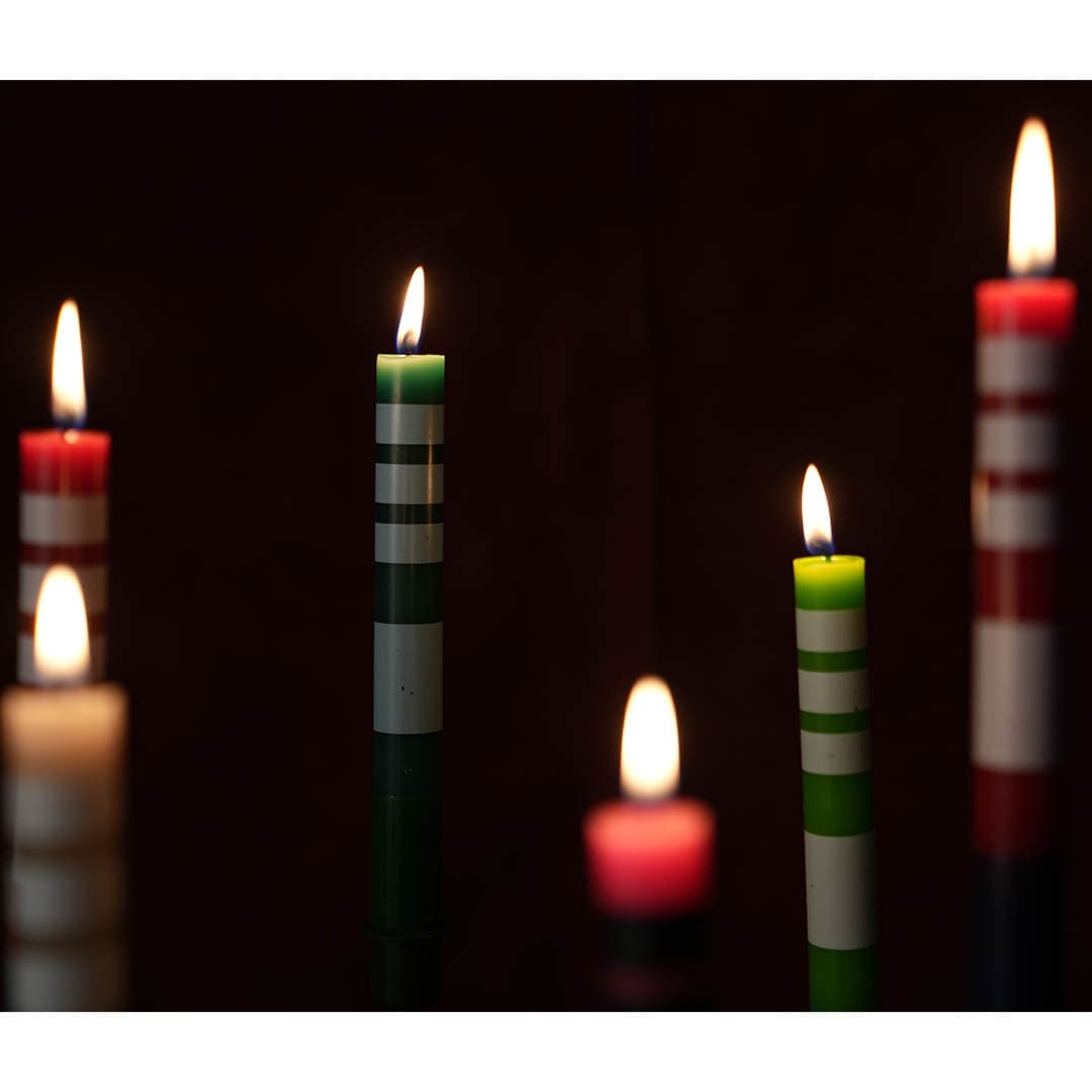 CANDLE STRIPE RED SET OF 2