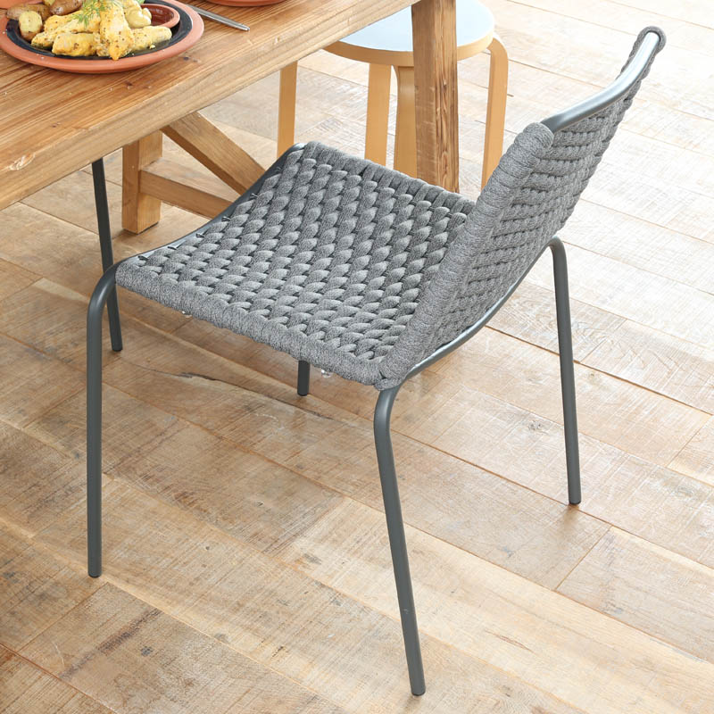 CUSHIONED ROPE CHAIR GRAY MIXED