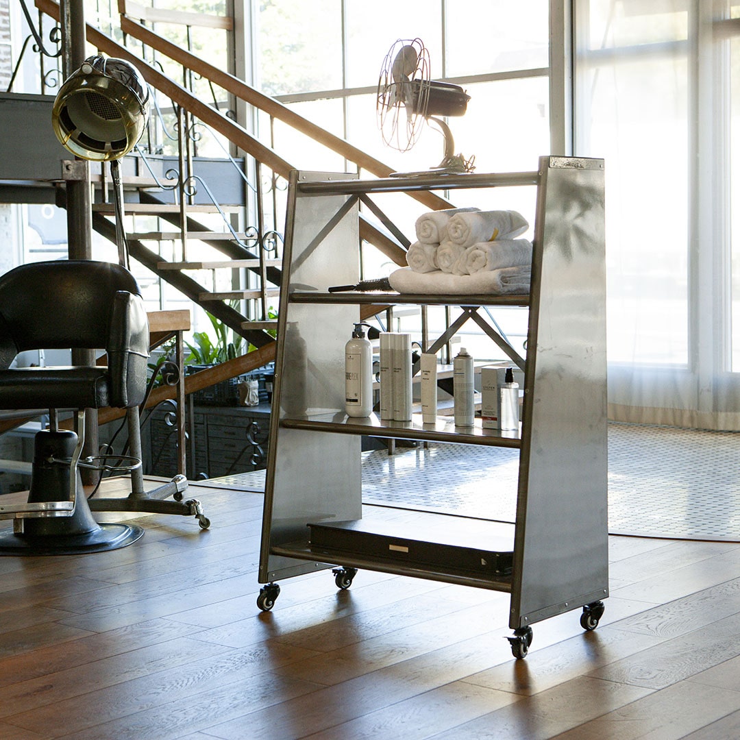 4 TIER TAPERED METAL SHELF RAW