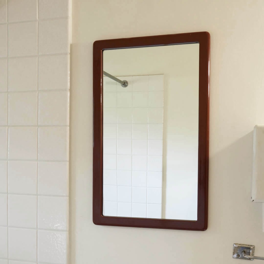 WALL MIRROR S BRICK BROWN