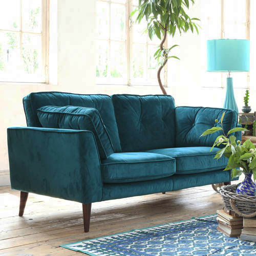 VELVET SOFA 2 SEATER BRILLIANT BLUE