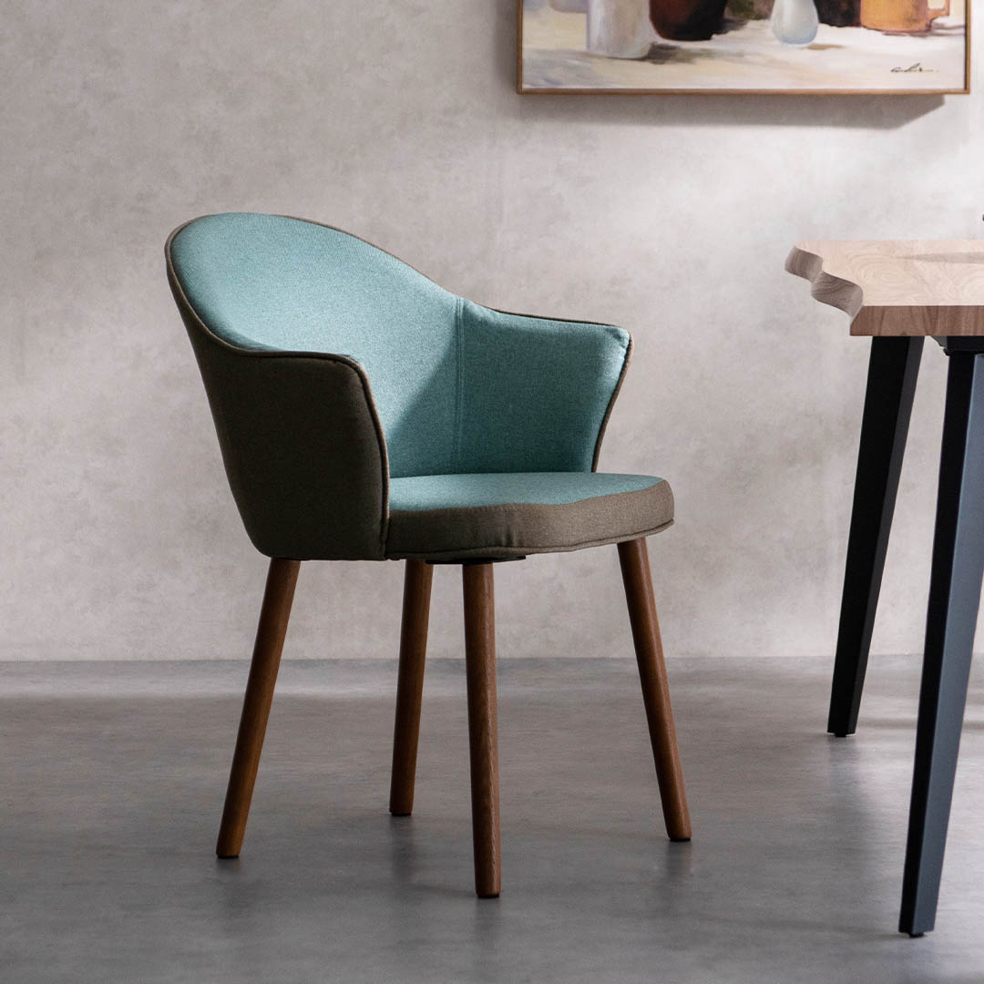 BICOLOR DINING CHAIR LIGHT BLUE/BROWN