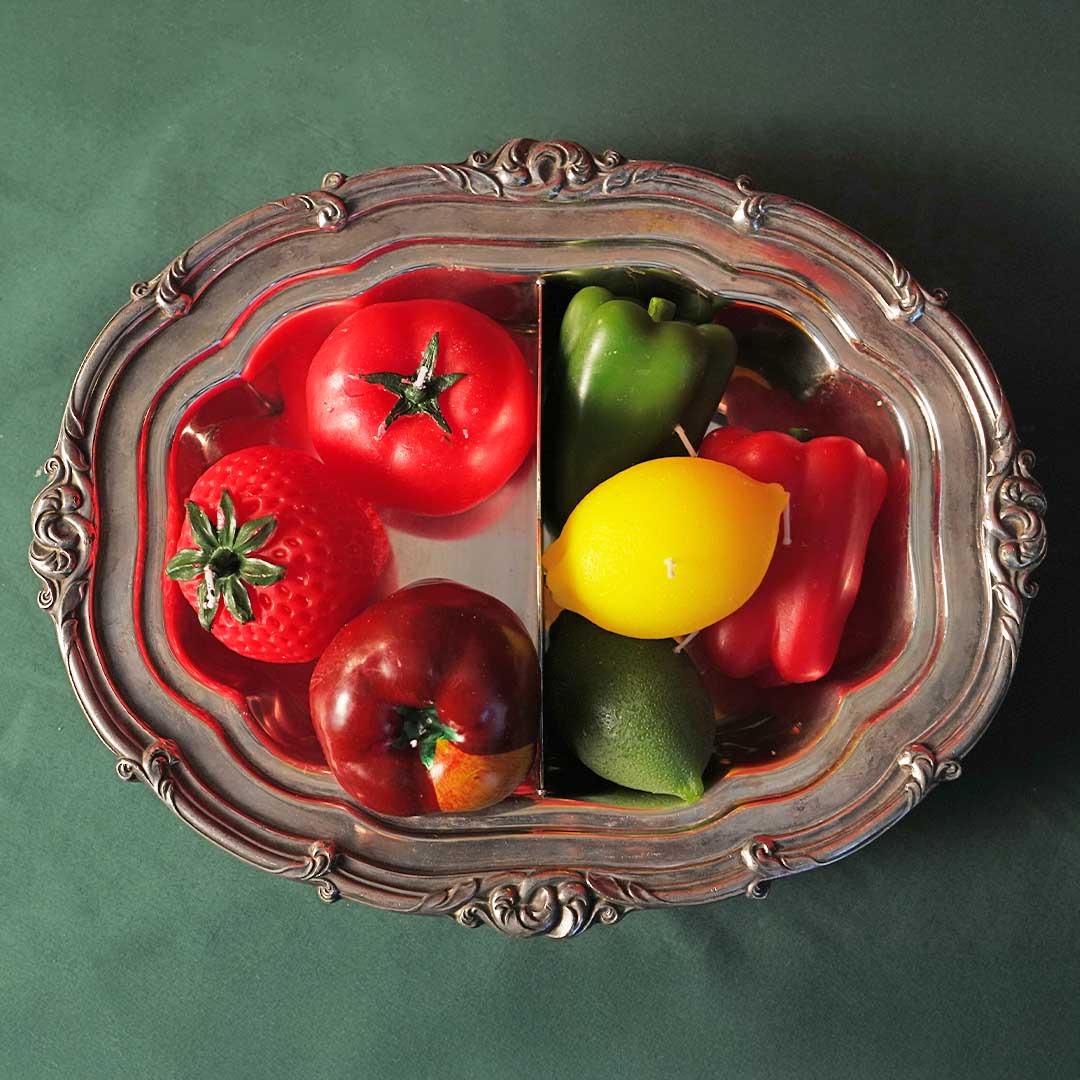 CANDLE TOMATO SET OF 2