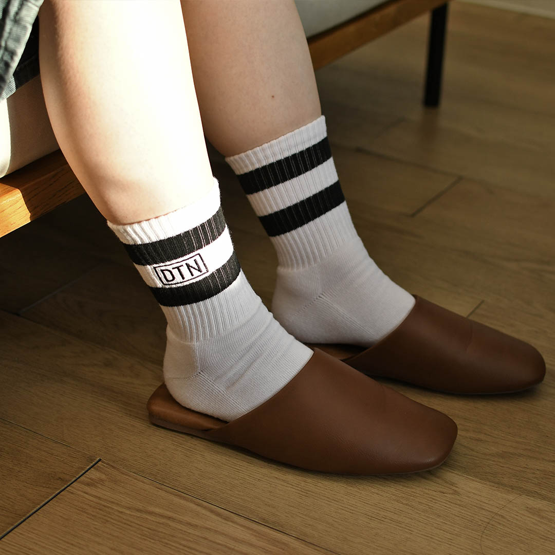 DTN×FRUIT OF THE LOOM SOCKS 2PCS SET BLACK/WHITE