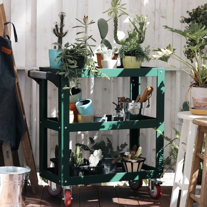 METAL TOOL CART DARK GREEN