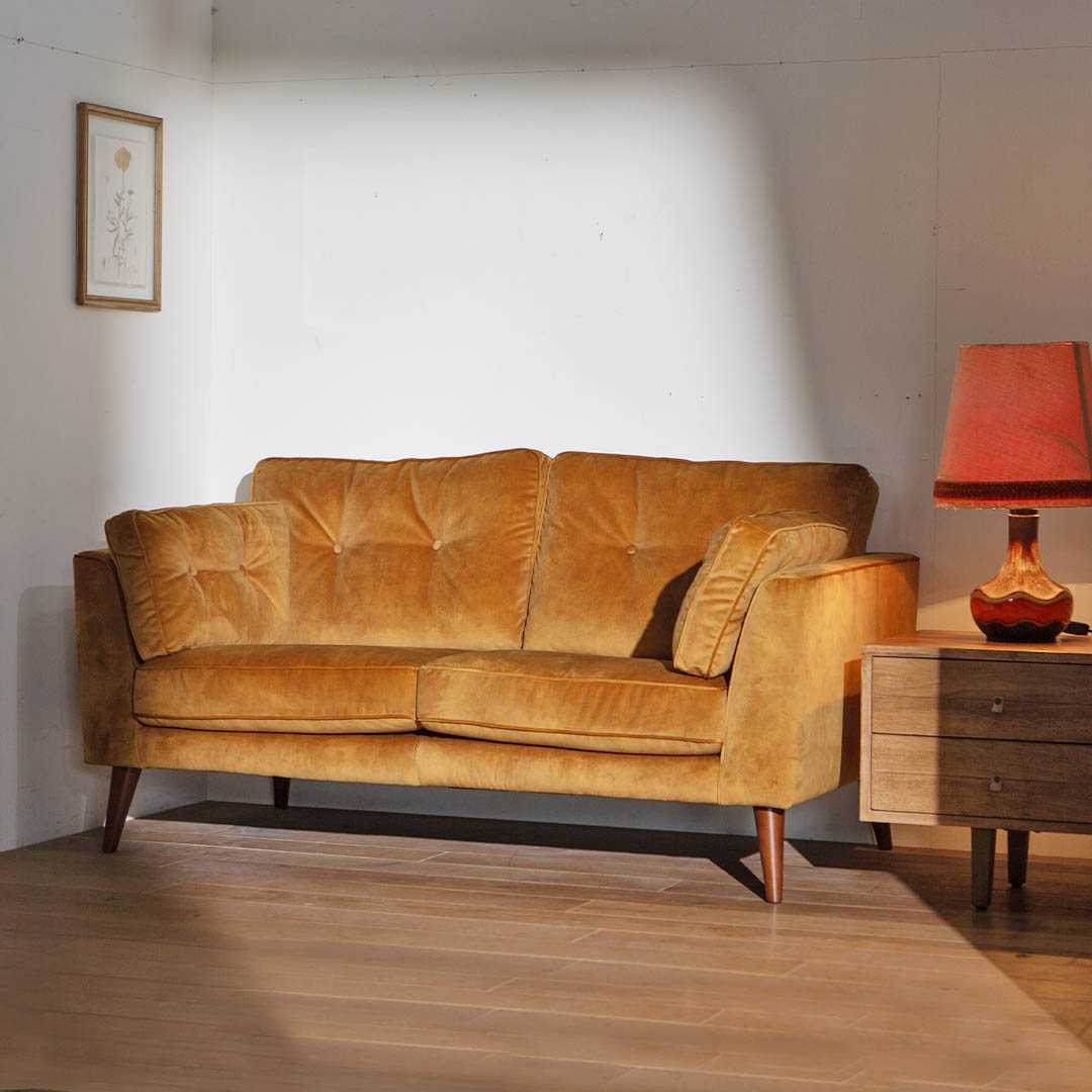 VELVET SOFA 2 SEATER AGED BROWN