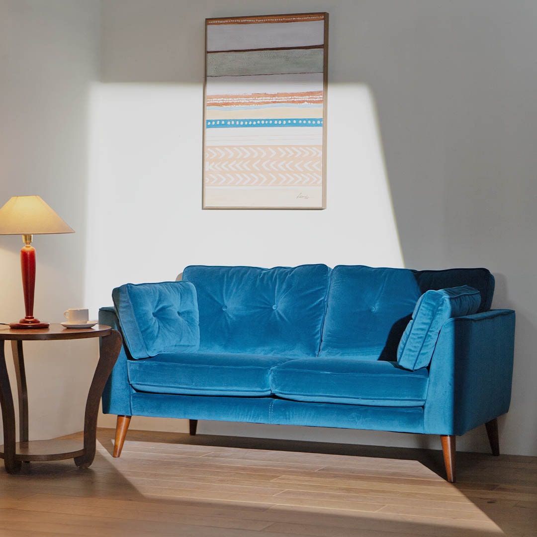 VELVET SOFA 2 SEATER CLASSIC BLUE