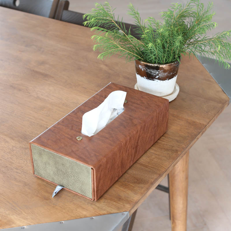 FOLDABLE TISSUE BOX DARK BROWN