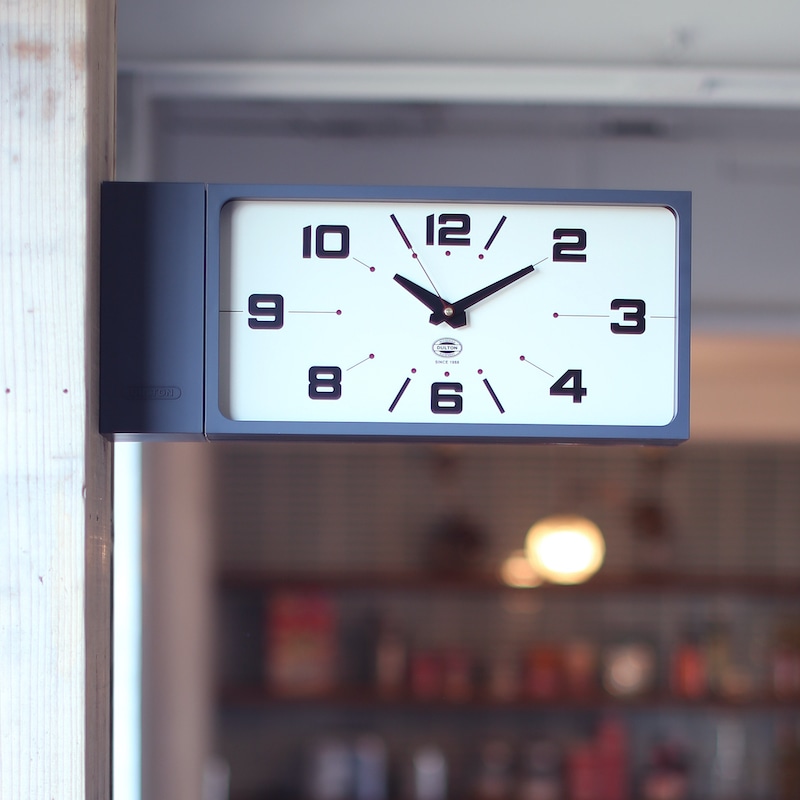 DOUBLE FACE CLOCK RECTANGLE GRAY