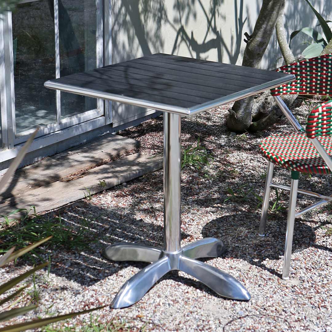 ALUMINUM CAFE TABLE SQUARE BLACK