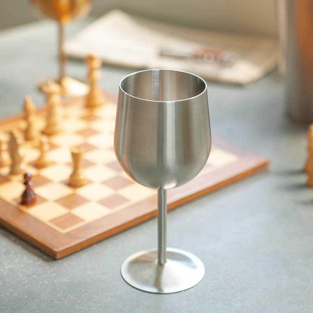 STAINLESS STEEL WINE GLASS SATIN