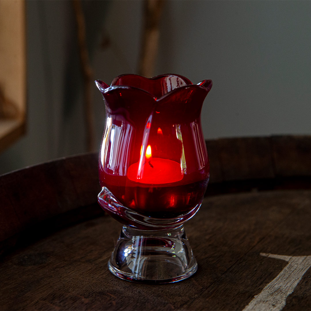 TULIP CANDLE HOLDER RED