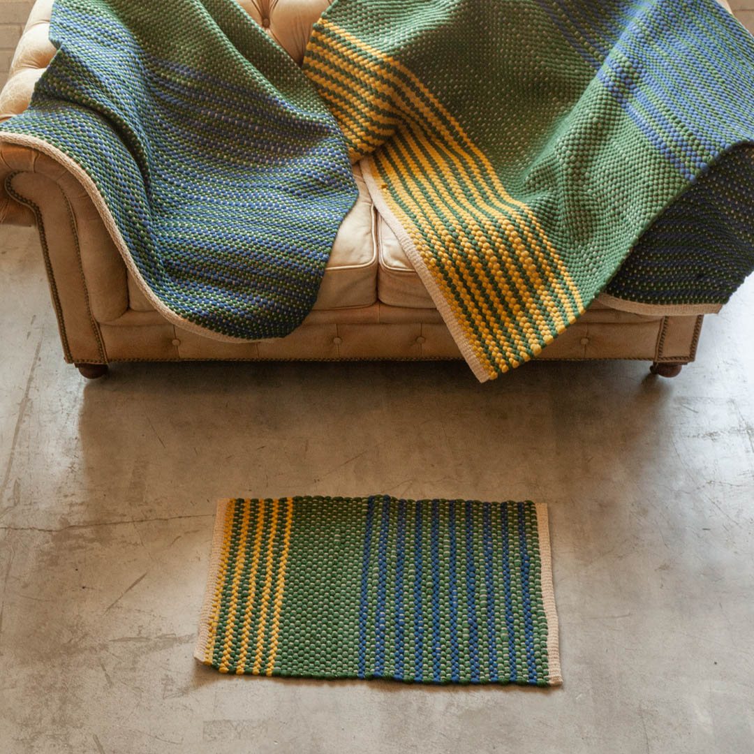 COTTON CHINDI MAT GREEN/BLUE 500×750