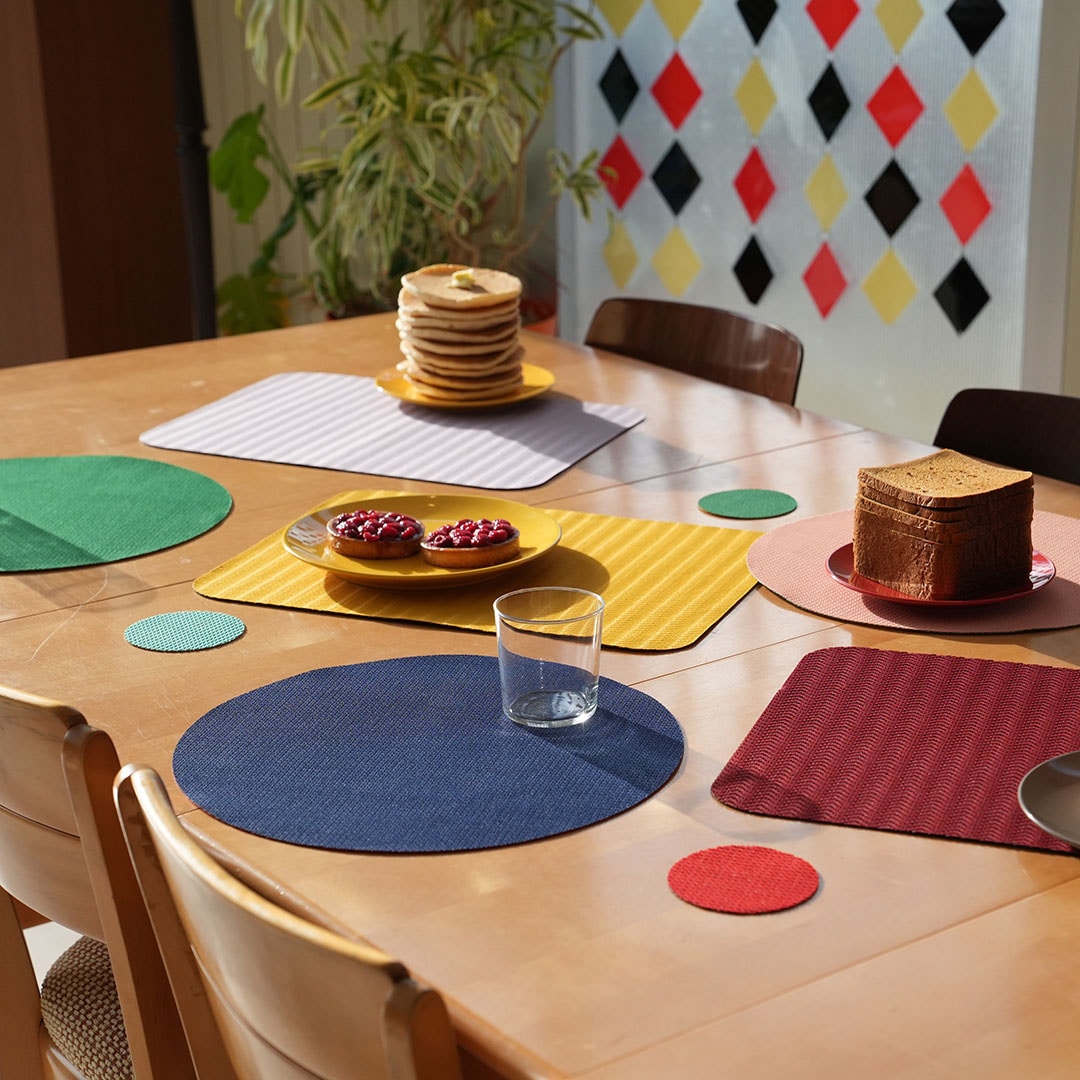 PLACE MAT ROUND GREEN×PINK