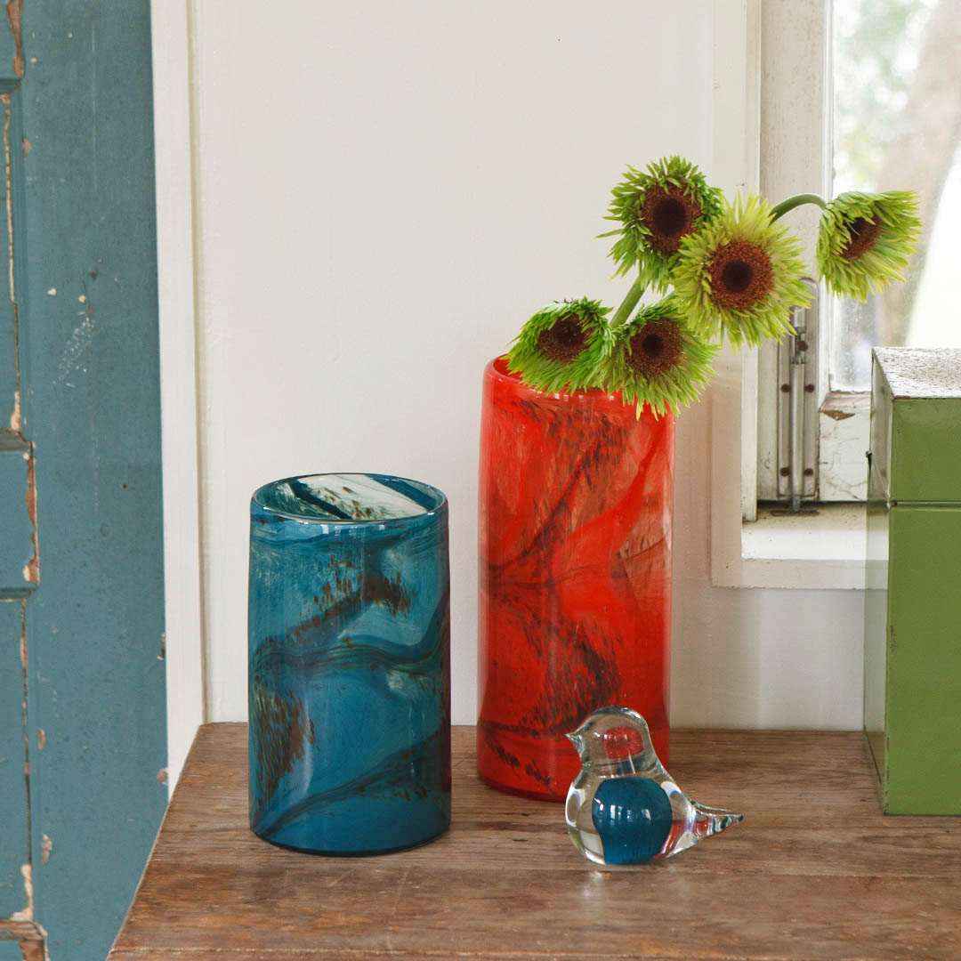 GLASS VASE 200 FLUSSO BLUE