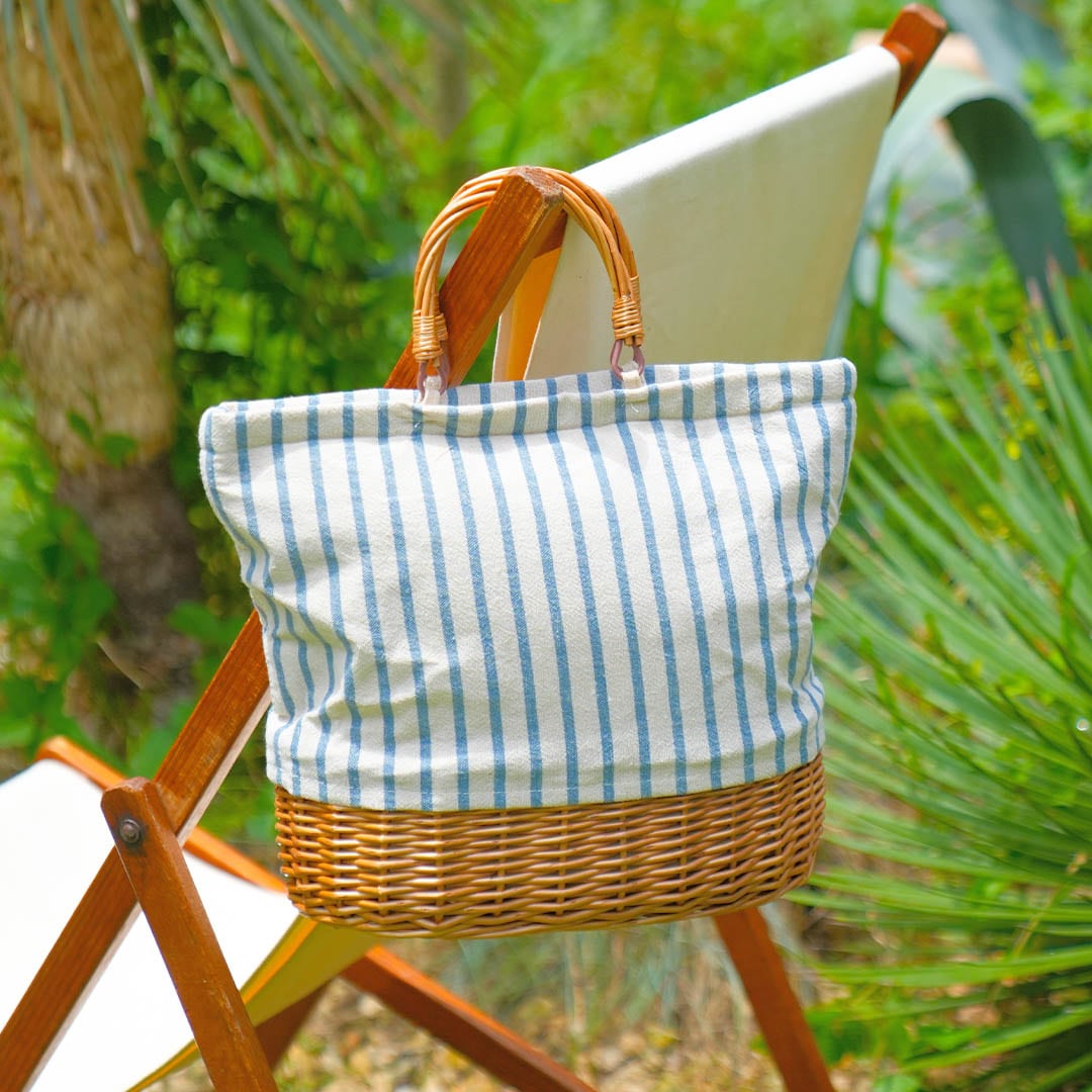 MARKET TOTE BASKET WITH COOLER BLUE