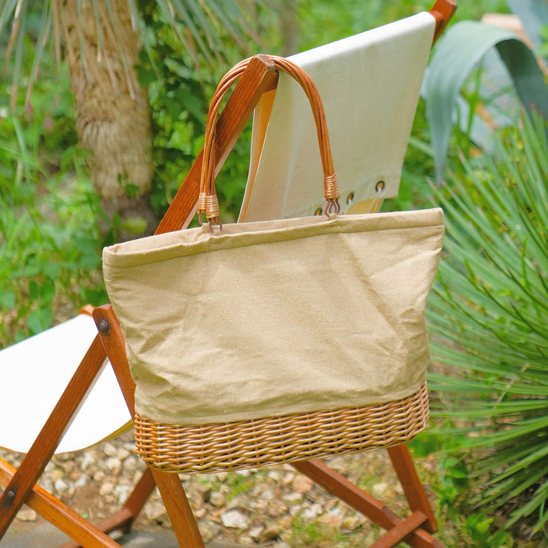 MARKET TOTE BASKET WITH COOLER L NATURAL