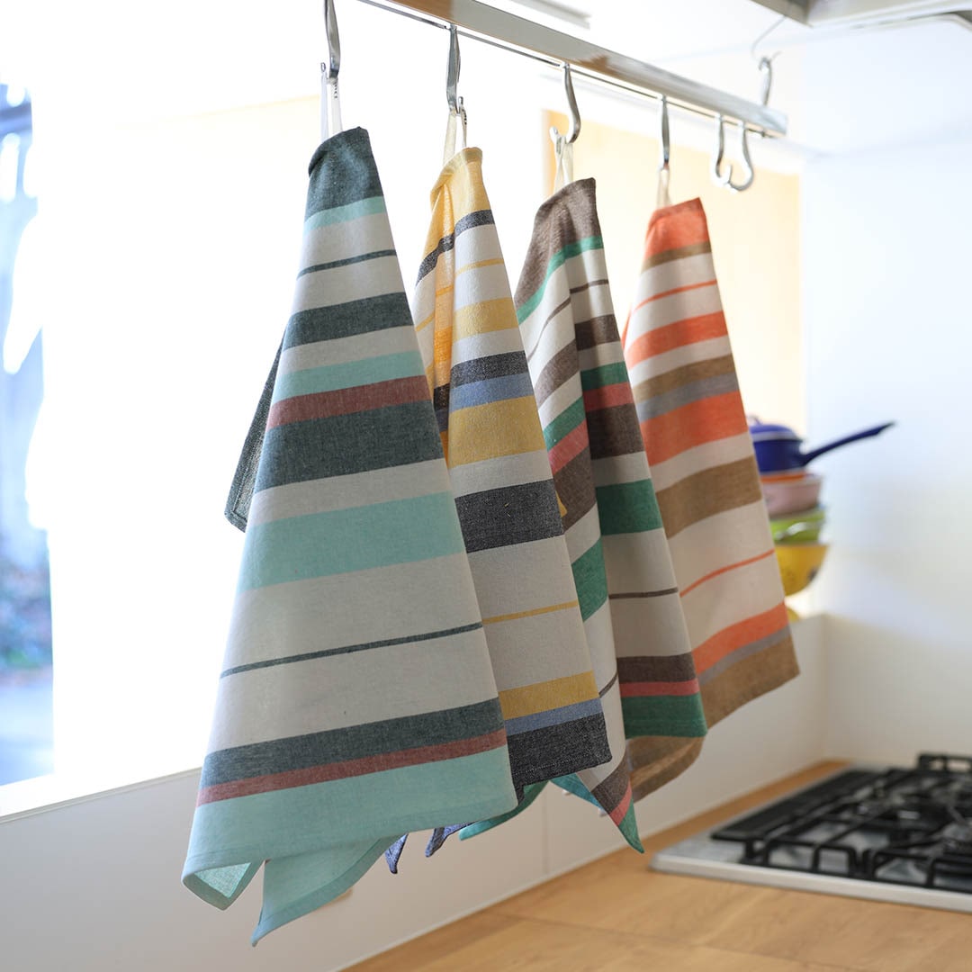 KITCHEN CLOTH STRIPY ORANGE/BEIGE
