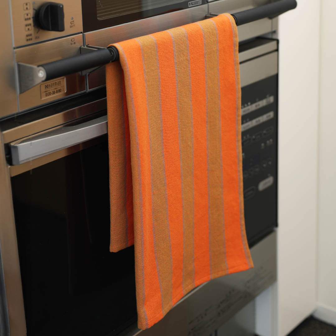 KITCHEN CLOTH BORDER ORANGE/BEIGE