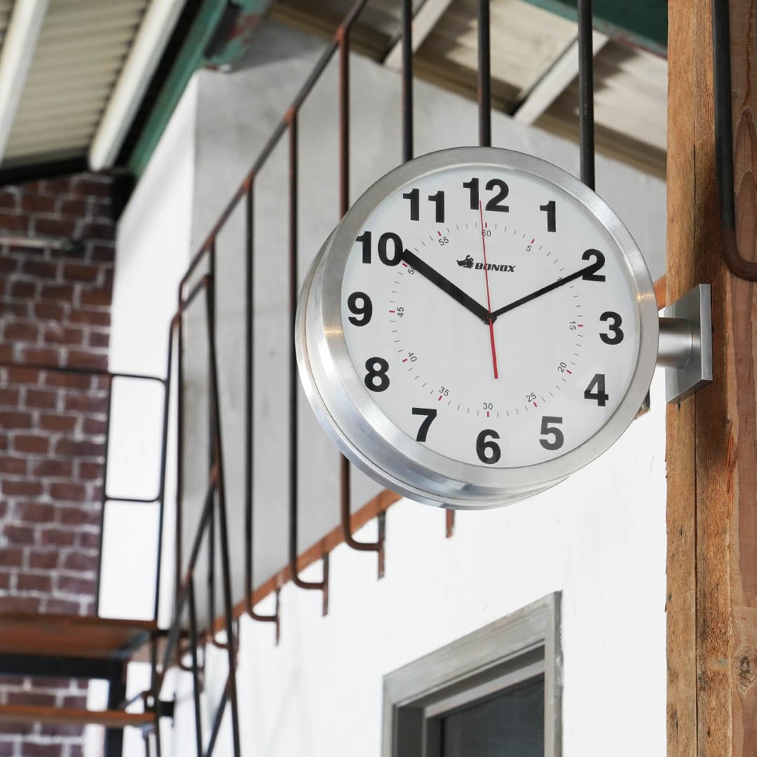 DOUBLE FACE WALL CLOCK SILVER