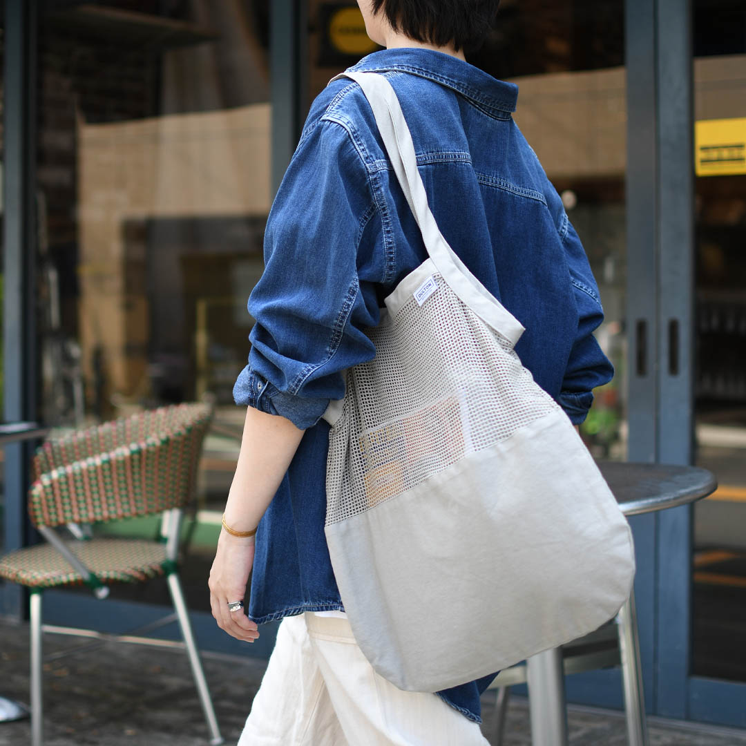 COTTON HALF MESH BAG L GRAY