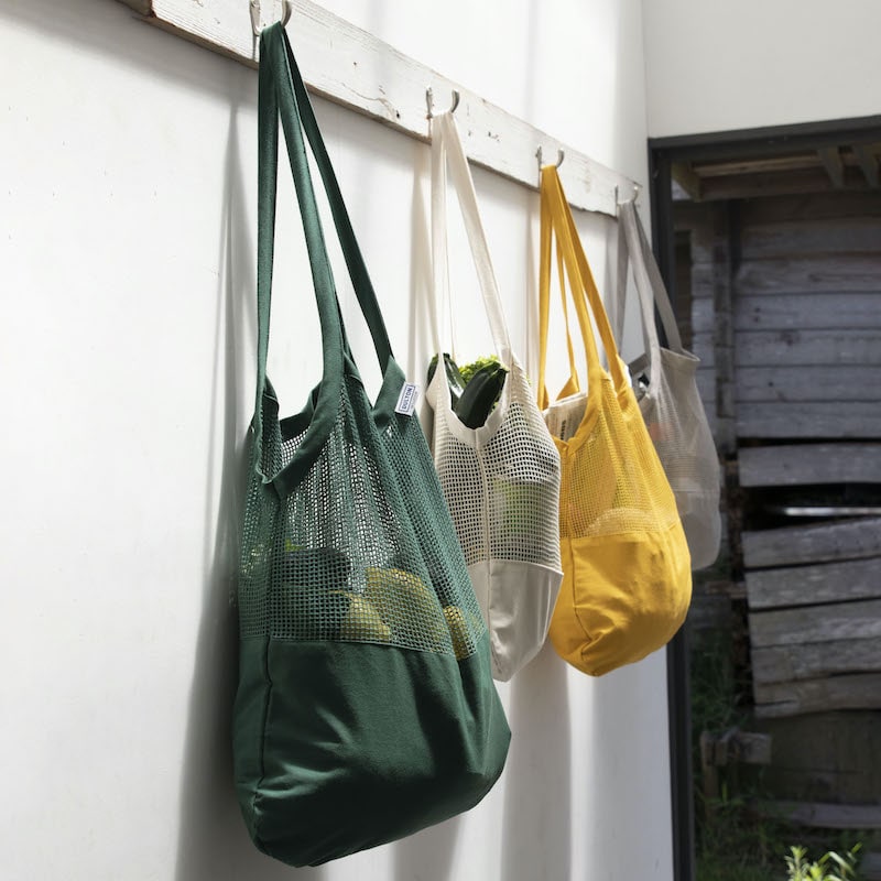 COTTON HALF MESH BAG L GREEN