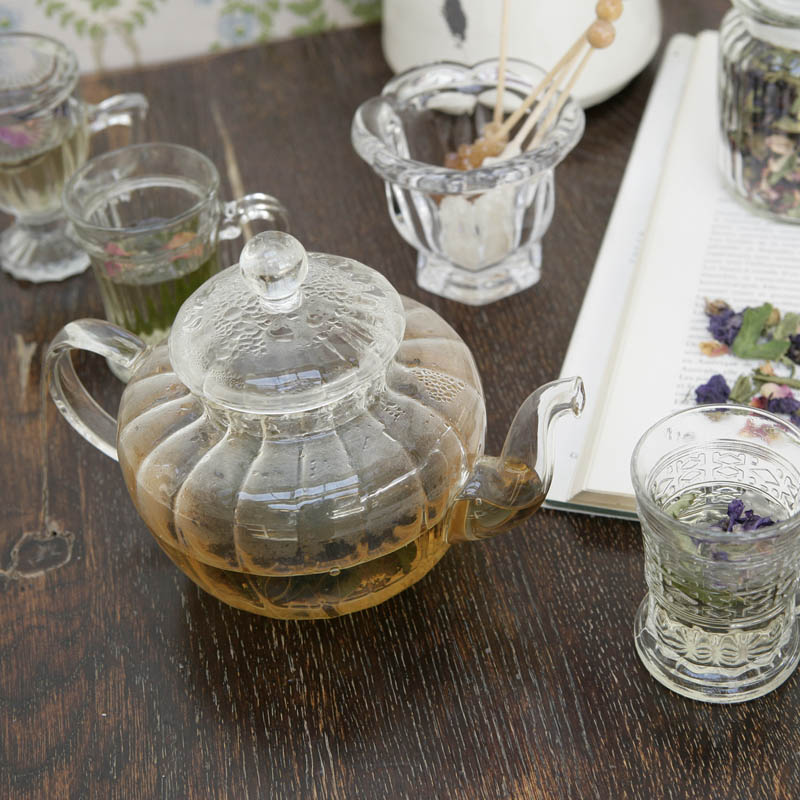 GLASS TEA POT PUMPKIN
