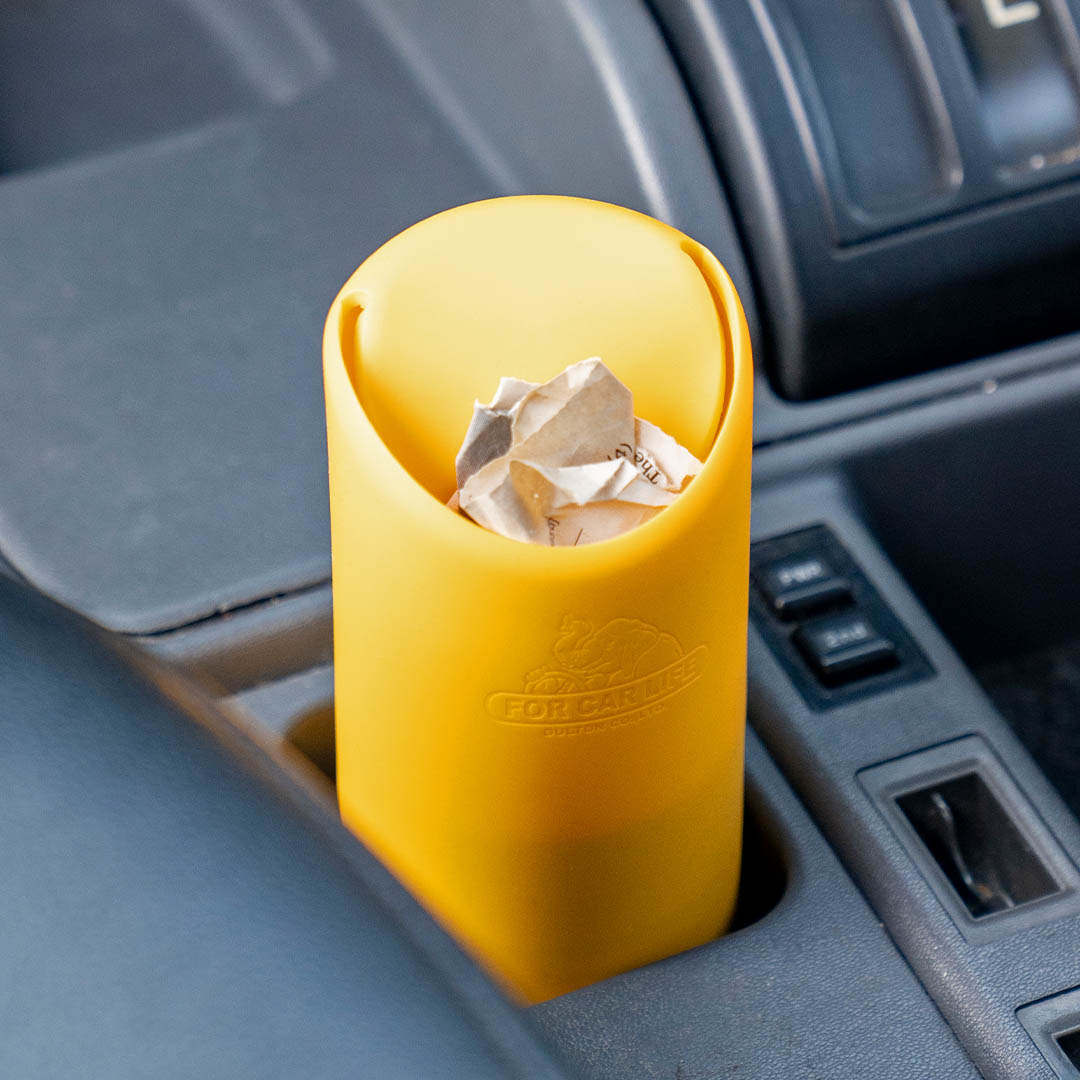 SILICONE TRASH CAN YELLOW
