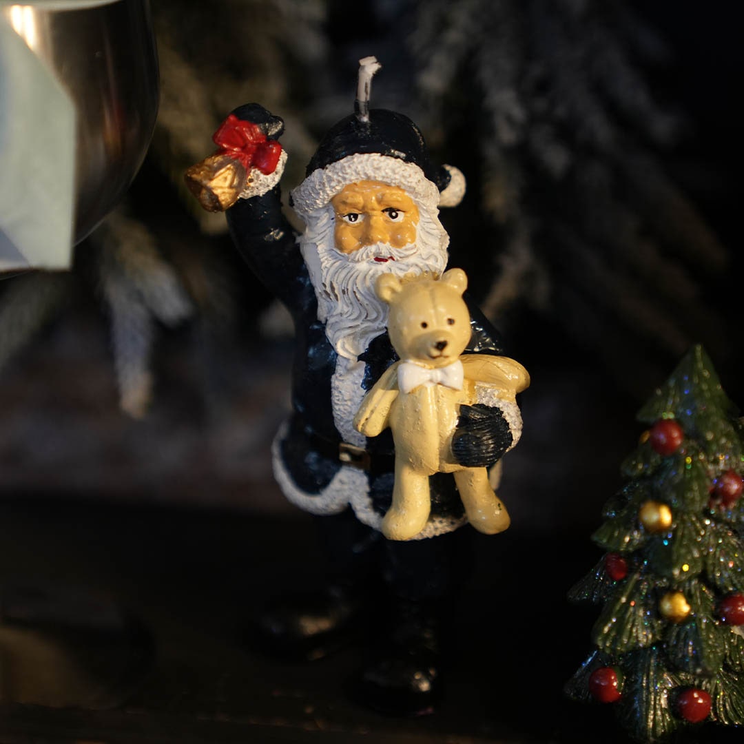 CRAFT CANDLE SANTA BELL RINGER NAVY