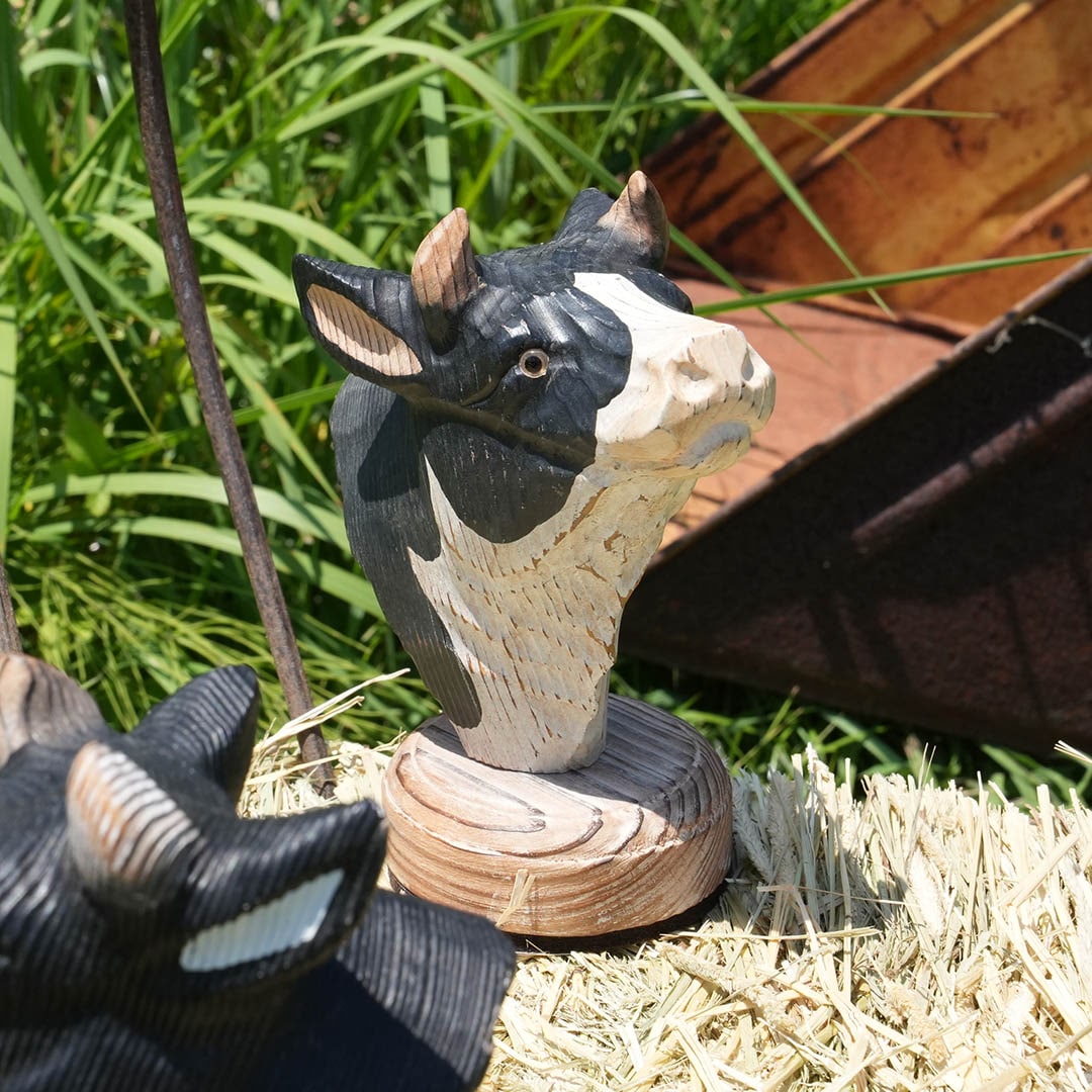 WOODEN ANIMAL HEAD COW