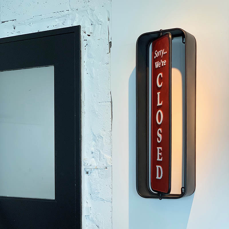 WALL MOUNT SPINNER SIGN OPEN-CLOSED BLACK