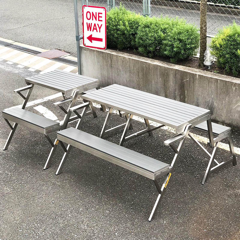 DULTON ONLINE SHOP | STAINLESS TABLE & BENCH DOUBLE WPC GRAY 