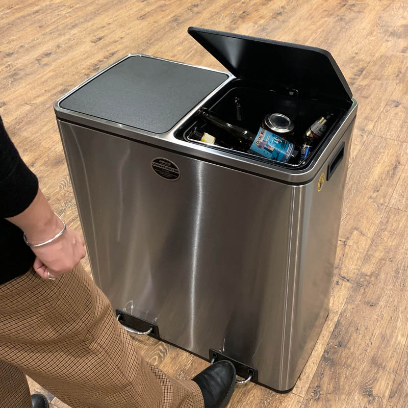 ダルトン(Dulton) ステンレス製ゴミ箱 コンパートメント ビン 18/20Lサイズ 2-COMPARTMENT BIN K855-1202  シルバー ゴミ箱、ダストボックス