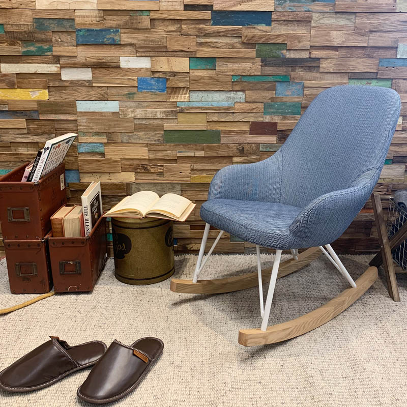 DULTON ONLINE SHOP | ROCKING CHAIR S ''HERRINGBONE BLUE/WHITE