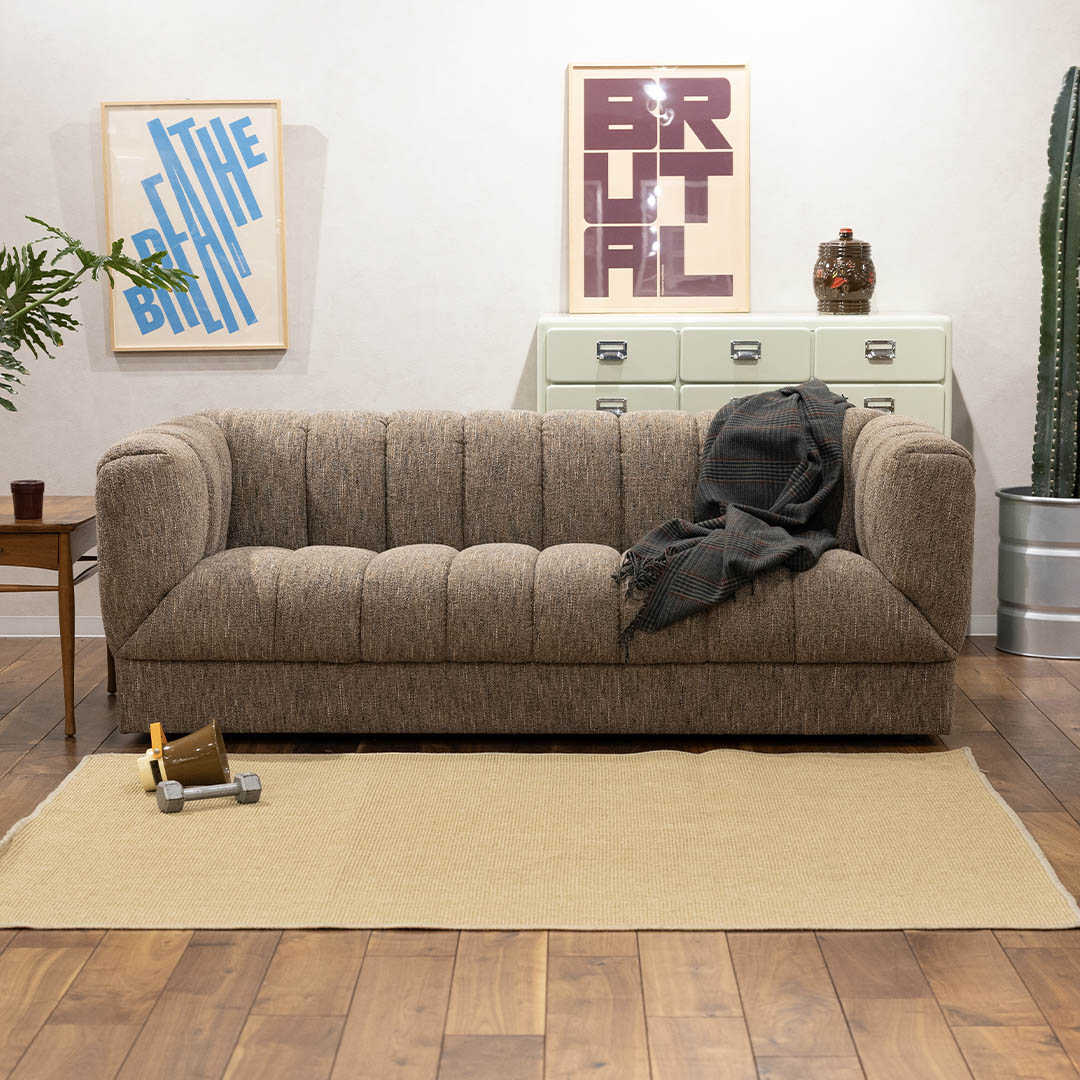 FABRIC SOFA WAVE 3 SEATER BROWN